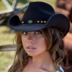 NEW Black Turquoise Stud Concho Band Embellished Felt Cowboy Cowgirl Western Hat